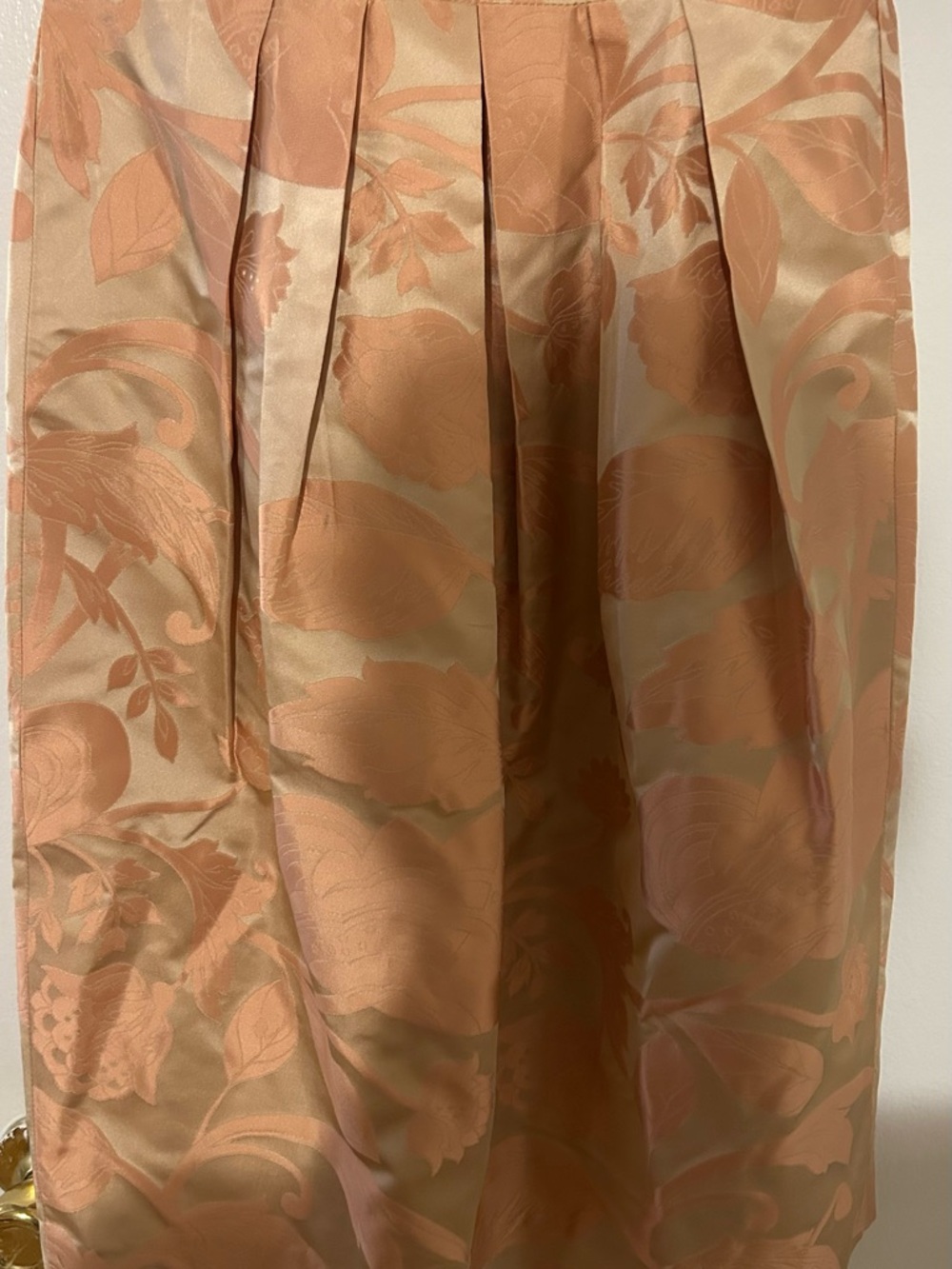 Peach Floral Jacquard Fit-and-Flare Dress - Picture 3 of 4